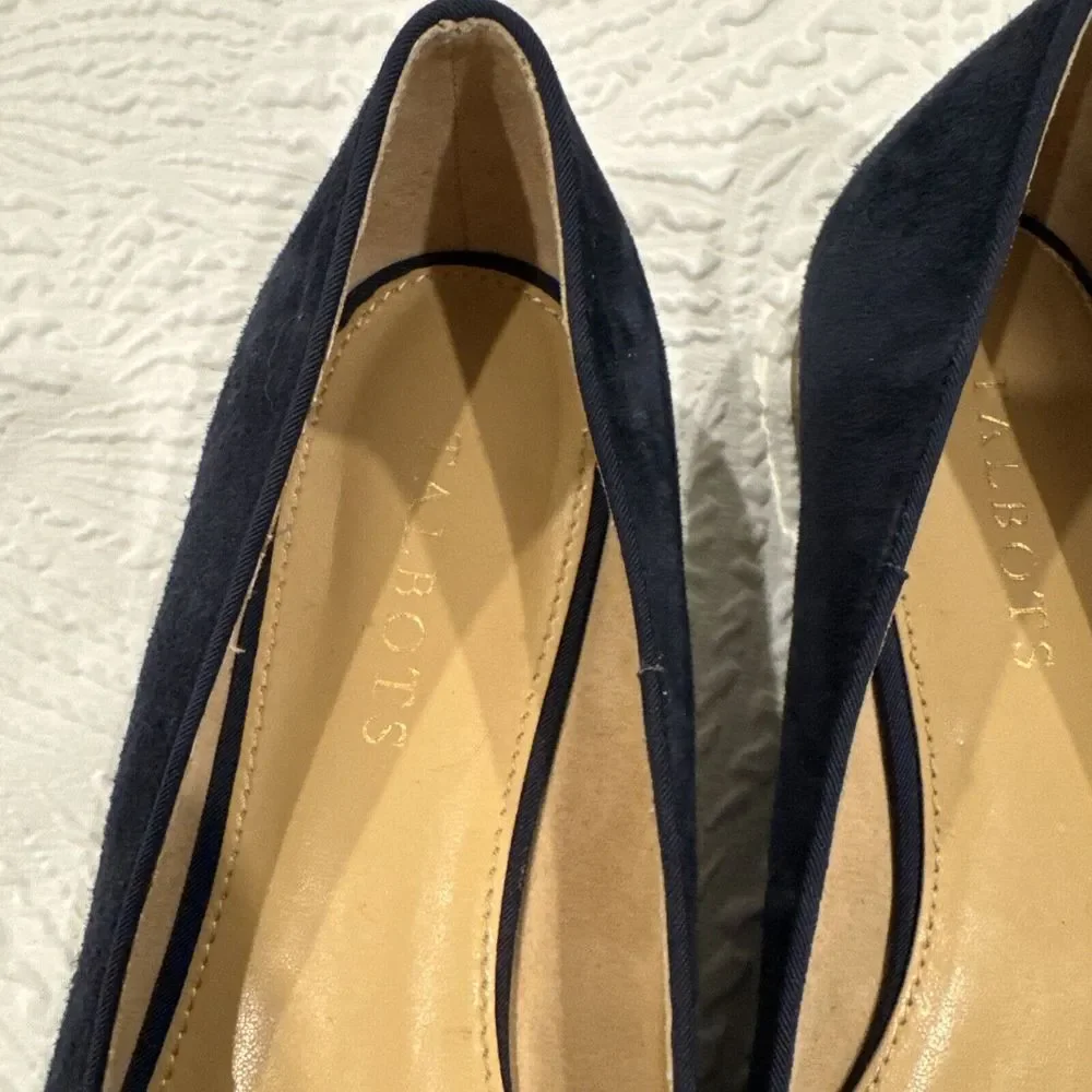 Talbots EUC Ryan Blue Suede RED TRUCK Christmas Holiday Flats Shoes Women's 8 M - Picture 10 of 16